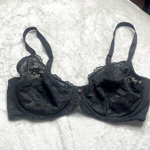 Black lace balconette bra
